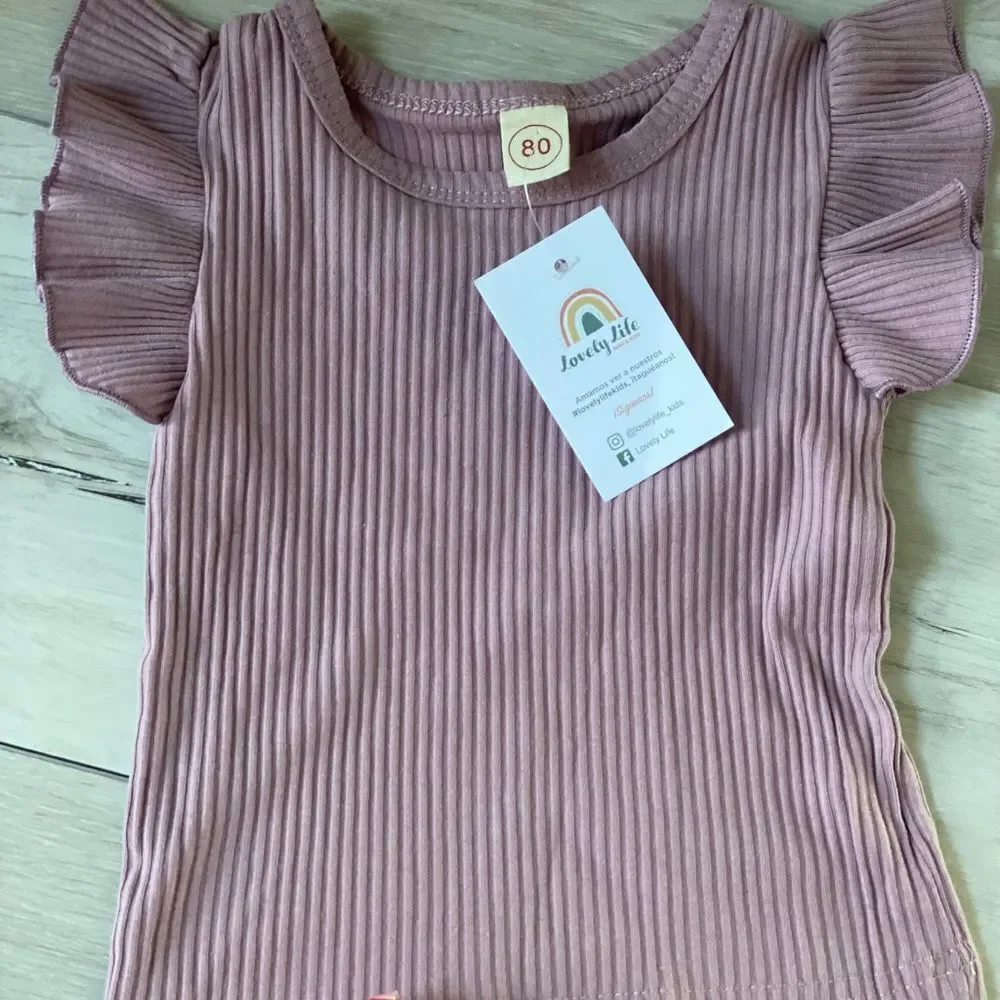 Lovely Life Baby & Kids 3 pc‎ outfit Nwt 6-9 months dusty rose color with floral